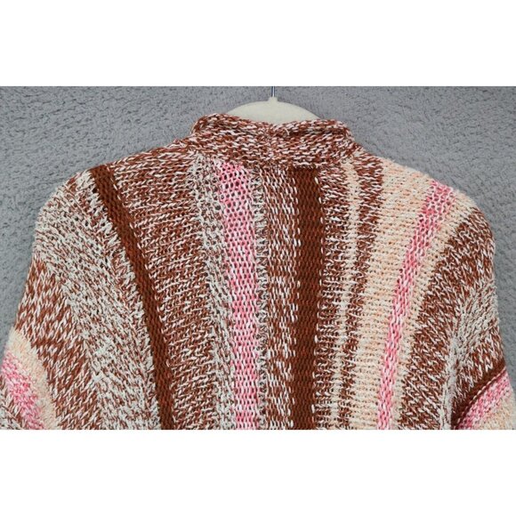 J.Jill 3D Knit Striped Short Sleeve Open Front Sweater-Size Medium-Soft-Hippie - Picture 11 of 11